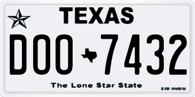 TX license plate DOO7432