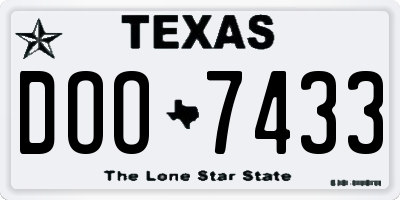 TX license plate DOO7433