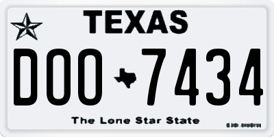 TX license plate DOO7434