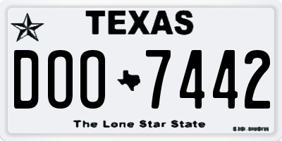 TX license plate DOO7442