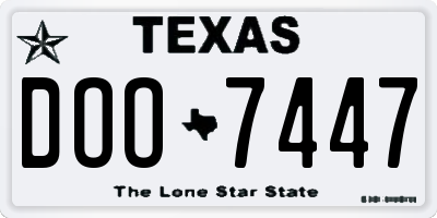 TX license plate DOO7447