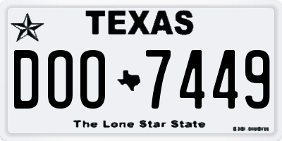 TX license plate DOO7449