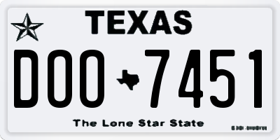 TX license plate DOO7451