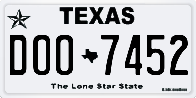 TX license plate DOO7452