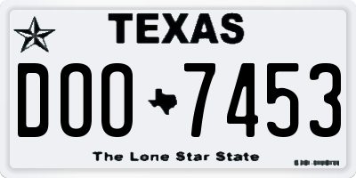 TX license plate DOO7453