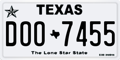 TX license plate DOO7455