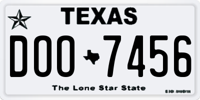 TX license plate DOO7456