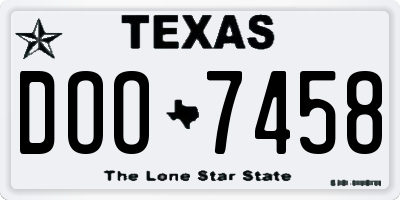 TX license plate DOO7458