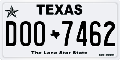 TX license plate DOO7462