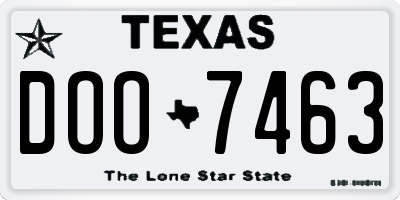 TX license plate DOO7463