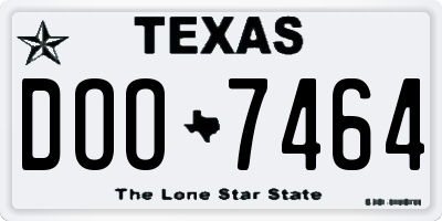 TX license plate DOO7464