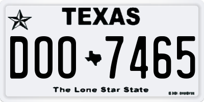 TX license plate DOO7465