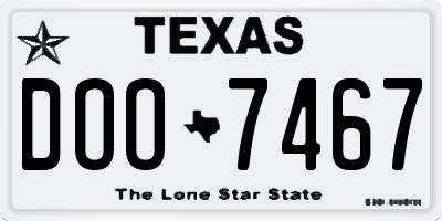 TX license plate DOO7467
