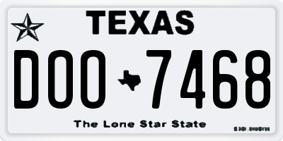TX license plate DOO7468