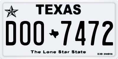 TX license plate DOO7472