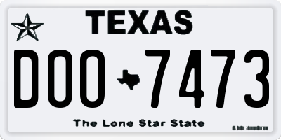 TX license plate DOO7473