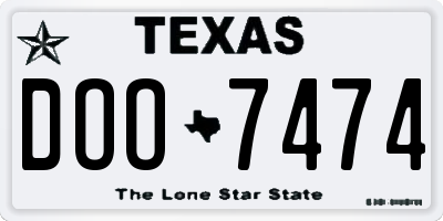 TX license plate DOO7474