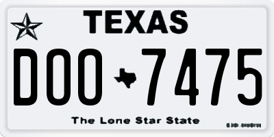 TX license plate DOO7475