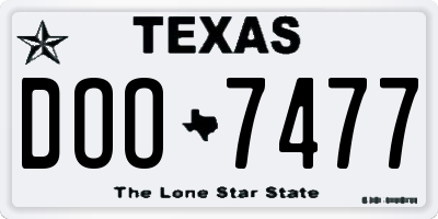 TX license plate DOO7477
