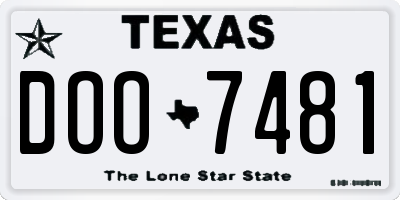 TX license plate DOO7481