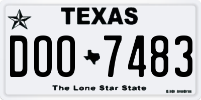TX license plate DOO7483
