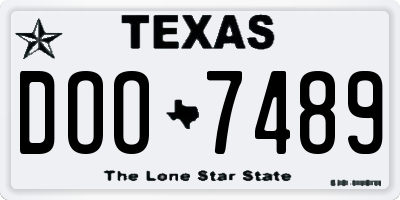 TX license plate DOO7489