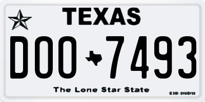 TX license plate DOO7493