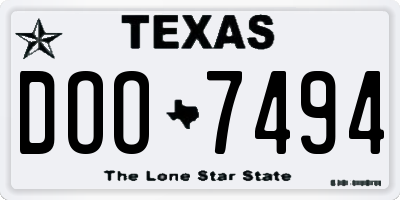 TX license plate DOO7494