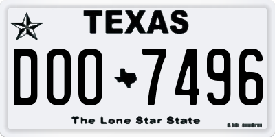 TX license plate DOO7496