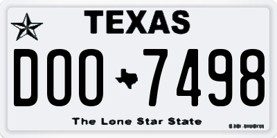 TX license plate DOO7498