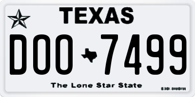 TX license plate DOO7499