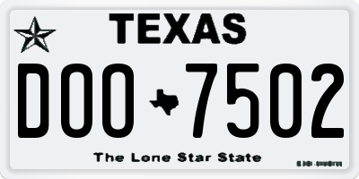 TX license plate DOO7502