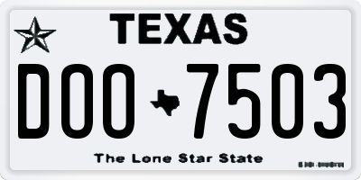TX license plate DOO7503