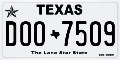 TX license plate DOO7509