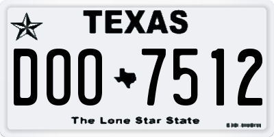 TX license plate DOO7512