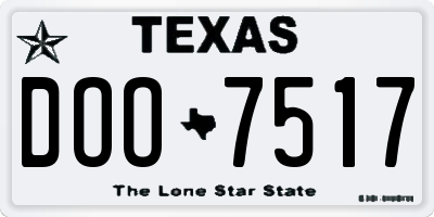 TX license plate DOO7517