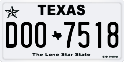 TX license plate DOO7518