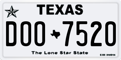 TX license plate DOO7520