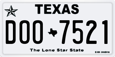 TX license plate DOO7521