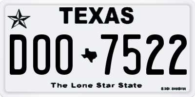 TX license plate DOO7522