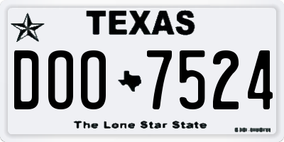 TX license plate DOO7524