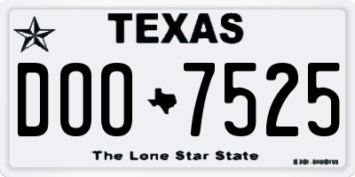 TX license plate DOO7525