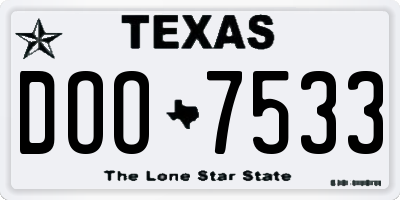 TX license plate DOO7533