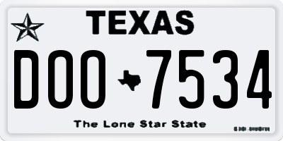 TX license plate DOO7534