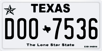 TX license plate DOO7536