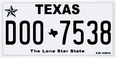 TX license plate DOO7538