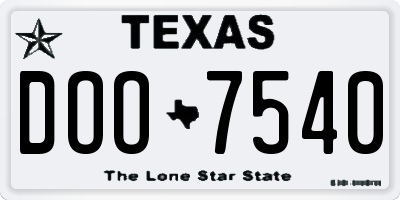 TX license plate DOO7540