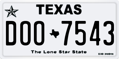 TX license plate DOO7543