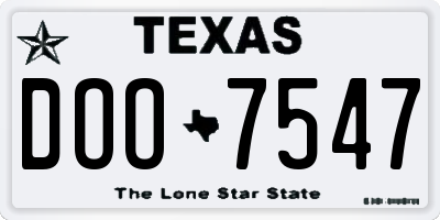 TX license plate DOO7547