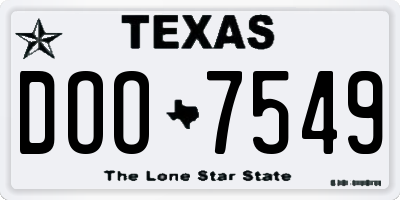 TX license plate DOO7549
